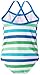 Kanu Surf Girls' Layla Beach Sport Banded 1 Piece Swimsuit, Sassy Blue Stripe, 4T