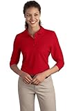 Port Authority Women's Silk Touch 3/4 Sleeve Polo XXL Red