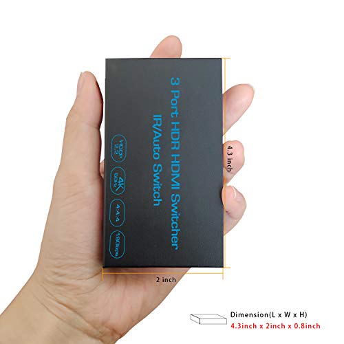 4K@60Hz HDMI Switch FiveHome 3 in 1 Out HDMI Switcher with IR Remote Support Auto Switch HDR HDCP 2.2 Dolby Vision1080P 3D