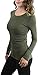 ToBeInStyle Women's Crew-Neck Staple Top with Long Sleeves - Dark Olive - S