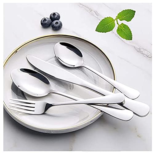 MIOMIO-Silverware-24-Piece-Stainless-Steel-Flatware-Cutlery-set-Service-for-6-Comfortable-Round-Handles-6x-Forks-6x-Dinner-Knives-6x-Dinner-Spoons-6x-Teaspoons-Mirror-Polished-Dishwasher-Safe