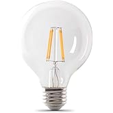 Feit Electric BPG2540/927CA/FIL/RP 40W Equivalent Dimmable 350 Lumens LED Globe Light Bulb, 4.5" H x 3.1" D, 2700K Soft White