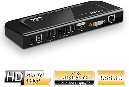 IBIT USB 3.0 Dual Monitor Universal Docking Station for Windows and Mac OS ( Dual 4K DisplayPort DVI &amp; HDMI &amp; VGA, Gigabit Ethernet, Audio, 4 USB Ports, 2 USB Charging Port) with Power Adapter