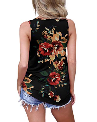 Feiersi Women's Sleeveless Criss Cross Print Casual Tank Tops Basic Blouse(Floral Brown Black,XL) - Thumbnail 2