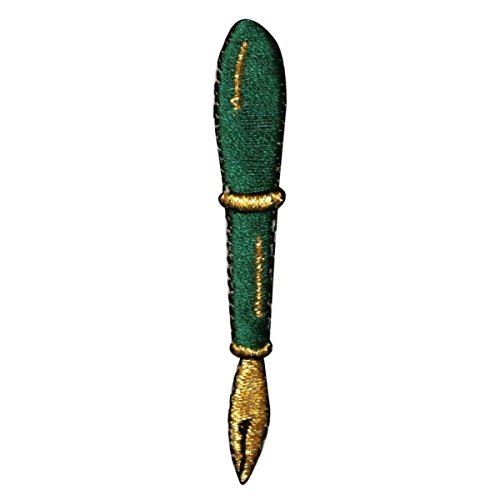 ID 0969 Green Fountain Pen Patch School Writing Embroidered Iron On Applique