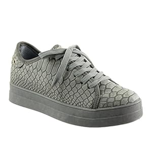 41rqST4hEvL. SS300 Angkorly - Zapatillas de Moda Deportivos Zapatillas de Plataforma Mujer Piel de Serpiente Dorado Perforado Talón Tacón… 41rqST4hEvL. SS300