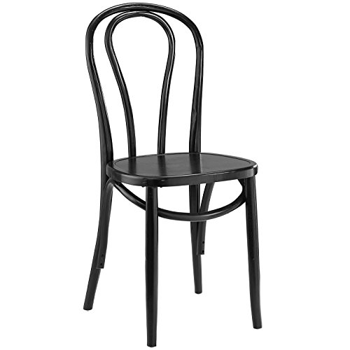 Modway Eon Natural Elm Wood Kitchen and Dining Room Chair in Black