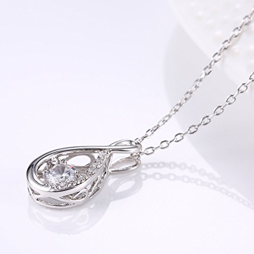 Caperci Sterling Silver Cubic Zirconia Wedding Mothers Day Gifts Jewelry Infinity Pendant Necklace for Women, 18'' - Thumbnail 4