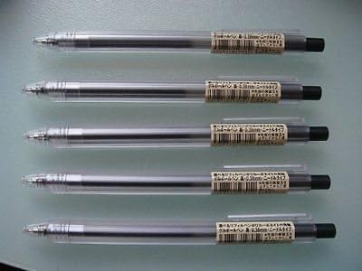2 X MUJI Japan Hexagon Clear Ball Point Pen Black 0.38mm 5 pcs