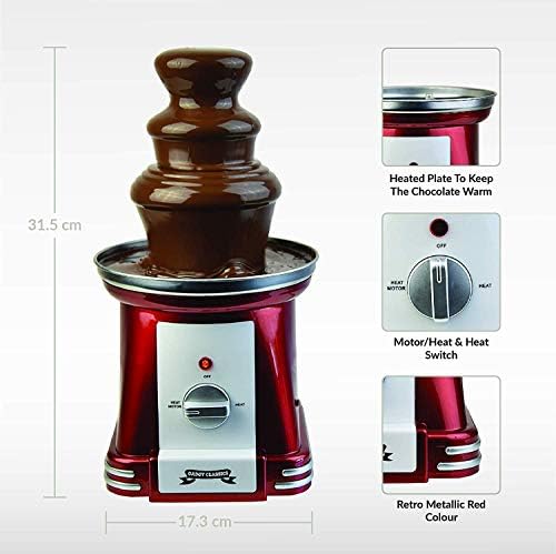 Gadgy Fontaine à Fondue au Chocolat à Trois Étages 90 Watts | Hauteur de 31,5 cm avec Tour en Acier Inoxydable | Capacité de 750 Grammes | Look Rétro | Pour les Fêtes d’Anniversaire et les Mariages - Cuisine A Vivre Gadgy Fontaine à Fondue au Chocolat à Trois Étages 90 Watts | Hauteur de 31,5 cm avec Tour en Acier Inoxydable | Capacité de 750 Grammes | Look Rétro | Pour les Fêtes d’Anniversaire et les Mariages