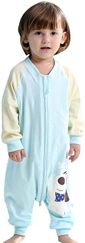 Cyuuro Early Walker Toddler Wearable Blanket with Legs and Arms, Blue Medium