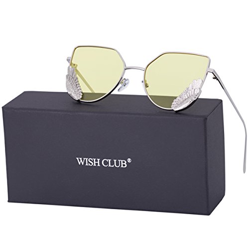 WISH CLUB Women Cat Eye Sunglasses Fashion Designer Transparent UV 400 Stylish Modern Party Glasses (Light Yel