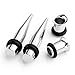 PiercingJ 4pcs 12G-00G Stainless Steel Tapers Stretcher + Ear Single-Flared Tunnel (Silver) (2g=6mm)