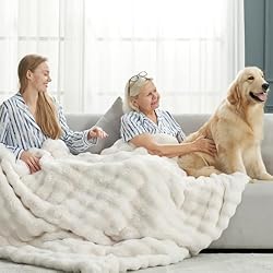 Cozy Bliss Faux Fur Throw Blanket for Couch, Fuzzy
