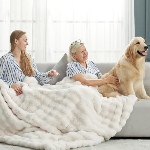 Cozy Bliss Faux Fur Throw Blanket for Couch, Fuzzy
