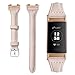 Oitom Slim Leather Bands Compatible Fitbit Charge 3 /Charge 3 SE Band Women Men Small Large,Slim Fashion Design Premium Leather Replacement Band Wrist Accessories Straps(Apricot)
