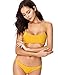 SweatyRocks Women's Sexy Bathing Suit Solid Color Halter Shirred Bikini Swimsuit Yellow L
