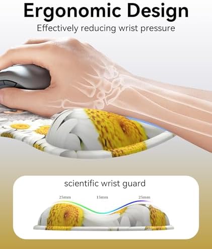 Mauspad mit Gelkissen,Ergonomisches Mousepad mit handauflage mit weichem Gelpolster,Rutschfester Basis und erhöhtem Design(Katze 3)