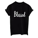 Weigou Woman T Shirts Fashion Blessed Printed Lady Top Tee Short Sleeve Junior Tops
