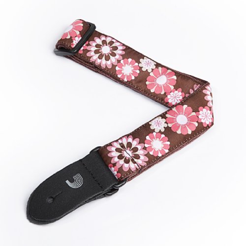 Planet Waves 15UKE02 1.5-Inch Nylon Ukulele Strap - Brown and Pink Flowers