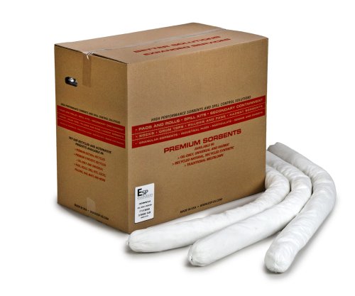 ESP 30WS34-SB ESP Poly-Cellulose Oil Only Super Absorbent Flake Sock, 52 Gallon Absorbency, 3" Diameter x 48" Length, White (Case of 30)