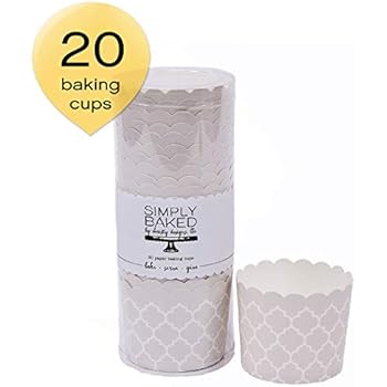 Simply Baked Large Paper Baking Cups Pearl Quadrafoil 20-Pack Disposable and Oven-safe