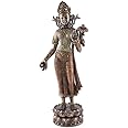 12.25" Green Tara w/ Lotus of Wisdom Statue Sculpture Figure Eastern Deity Decor