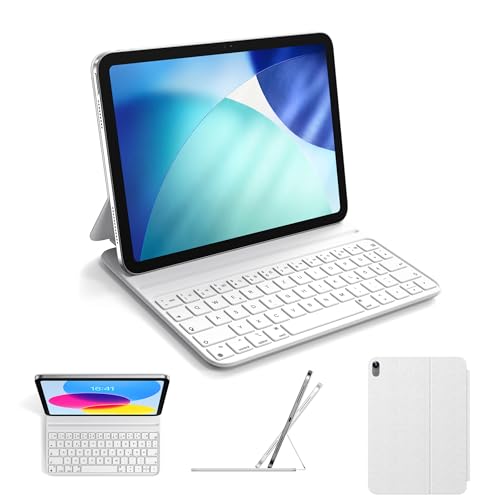 HOU Slim Bluetooth Tastatur Hülle für 11" iPad A16 2025 & 10.9" iPad 10. Generation 2022 – Tastatur per Aufladbar, Recycelbares Kunstleder, Lange Lauf