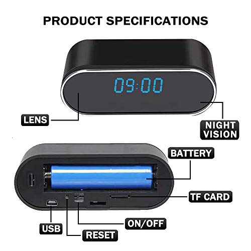 Spy Camera, 1080P Hidden Camera Clock WiFi Video Recorder 140° Wide Angle Lens Wireless IP Cameras for Indoor Home Security Monitoring Nanny Cam with Night Vision Motion Detection - Thumbnail 7