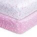 Frenchie Mini Couture Fitted Crib Sheets 100% Woven Cotton Fits Toddler Mattress, Pink Stars, 28 x 52inx8in, 2-Pack