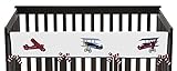 Sweet Jojo Designs Vintage Aviator Long Front Rail Guard Baby Boy Teething Cover Protector Crib Wrap