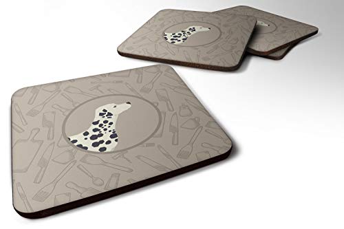 Caroline's Treasures CK2181FC Dalmatian in the Kitchen Foam Coaster Set of 4 Se…
