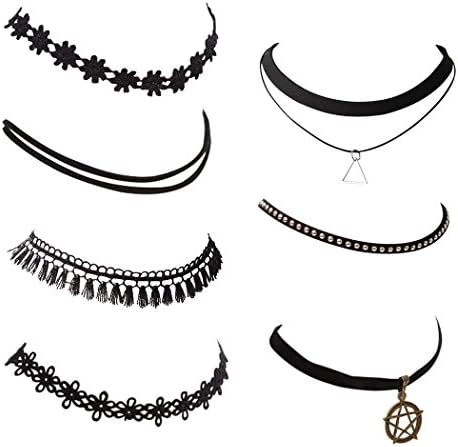 Snowman Lee 7 Pieces Black Tattoo Velvet Vintage Choker Necklace