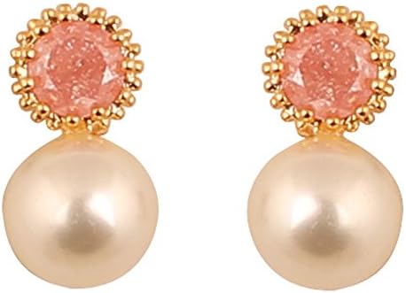 SunSoul Cute And Elegant Fresh Water Pearls Earrings in Gold and Silver Tone for Women.
