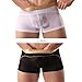 2-Pack Men Boxer Briefs Shorts Bulge Pouch Soft Underpants See-through Underwear 828 ( X-Large, white/black)