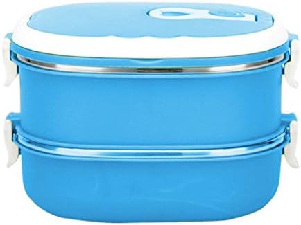 Adorrable Stainless Steel Lunch Box Bento Insulated Leak Resistant Thermal Nontoxic Food Containers, Blue, 2 bowls