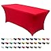 ABCCANOPY 6 FT Red Spandex Table Cover Stretch Fitted Wrinkle Resistant Tablecloth Reuse for Rectangular Folding Table Patry Event Wedding Banquet Protector