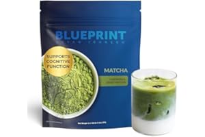 Blueprint Bryan Johnson Matcha Powder – Ceremonial Grade Japanese Matcha – Green Tea for Energy & Focus – Natural Caffeine, Antioxidant-Rich – 30mg L-Theanine- 30 Servings