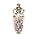 So Beauty Popular Fashion Crown Designs Ladies Girls Gorgeous Gold Mixed Metal Rhinestone Finger Tip Nail Rings#2