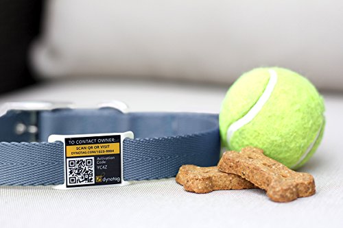 Dynotag Web/GPS Enabled QR Code Smart Stainless Steel SLIDER Pet Tag (OPEN SLOT, Tag only, for 1 inch Collar Band)