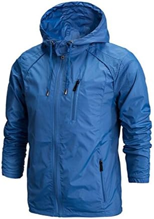 Mary Steele Autumn Men Sportswear Men Thin Windbreaker Jacket Zipper Coats Outwear Hooded Men Jacket L-4Xl Blue L