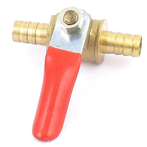 uxcell Brass Water Fuel Line Shutoff Ball Valve 1/4 Inch Hose Barb 3pcs Red