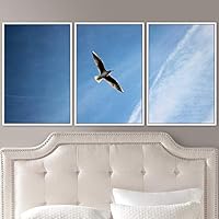 3 Piece Framed Canvas Wall Art Beach Birds Canvas Prints Home Artwork Decoration for Living Room,Bedroom - 16