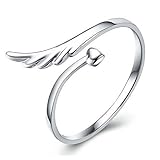 bestwishes2u Angel Wing Heart Silver Eternity Rings Christmas Gift Silver Promise Love Ring Wedding Jewelry