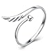 bestwishes2u Angel Wing Heart Silver Eternity Rings Christmas Gift Silver Promise Love Ring Wedding Jewelry