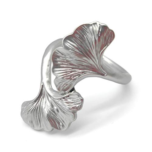 Joyindecor Gingko Leaf Napkin Rings - Set of 6 Metal Autumn Fall Napkin Holders for Wedding Party and Daily Use, a Beautiful complement to Your Dinner Table Décor (Silver) - Thumbnail 2