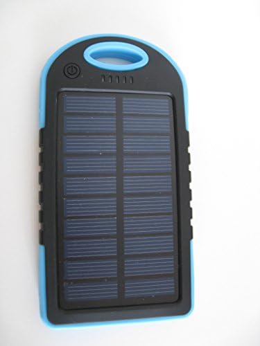 Solar Charger Blue 5000mAh cmsTEK Portable Dual Micro USB with Caribiner for all Phones and Devices