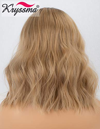 K Ryssma Ash Blonde Lace Front Wig Ombre With Dark Roots Bob