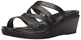 crocs Women's Leighann Mini Lthr Wedge Sandal, Black, 7 M US