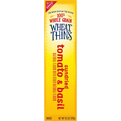 WHEAT THINS SUNDRIED TOMATO & BASIL SNACKS, WHOLE GRAIN WHEAT CRACKERS, SNACK CRACKERS, 8.5 OZ